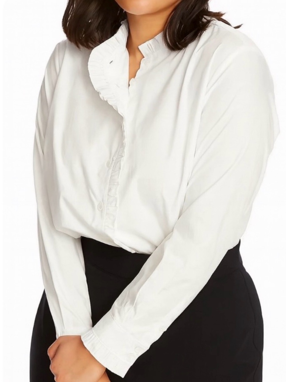 Court & Rowe White Ruffle Collar Button Down Blouse Women’s XL